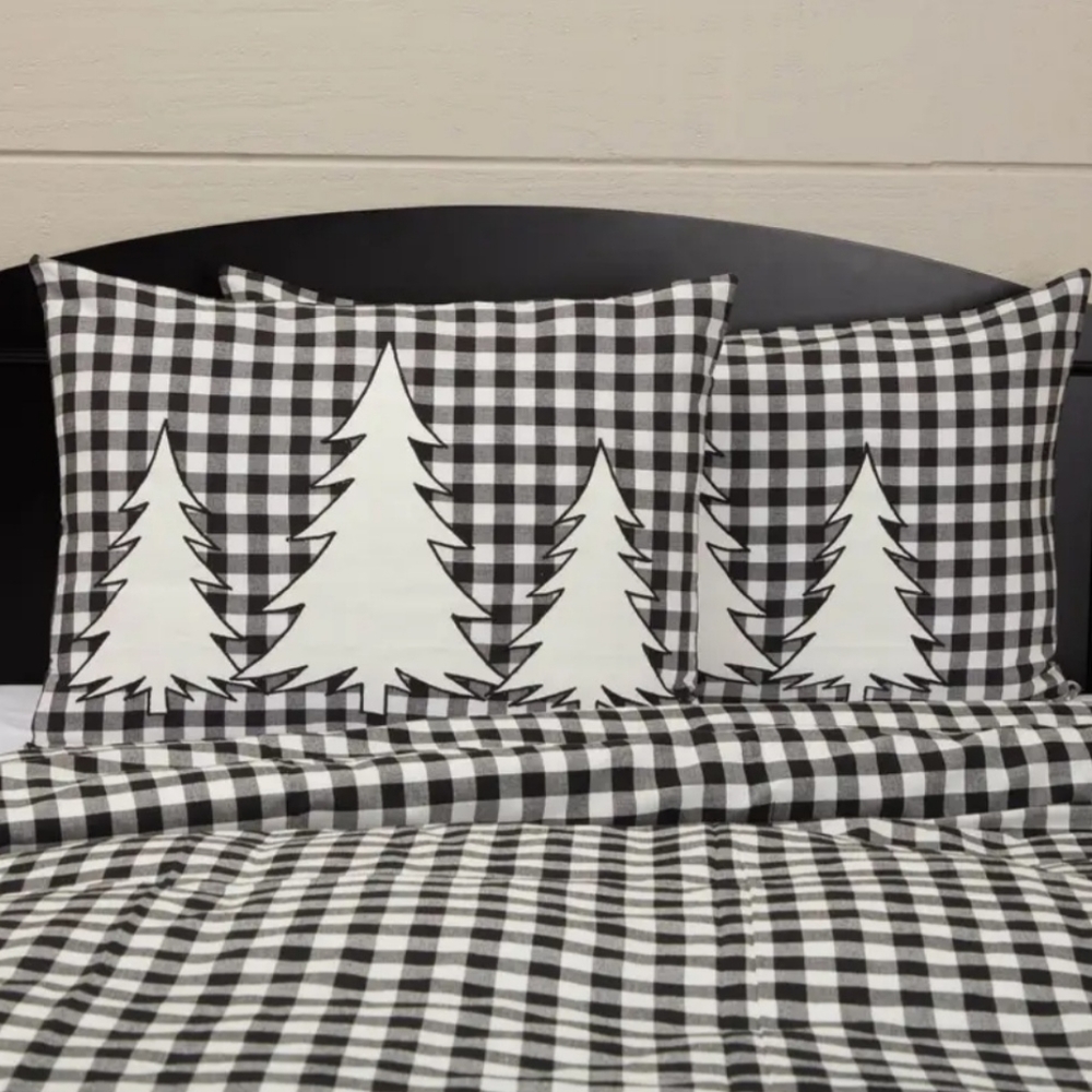 Vintage Check Black TreeKing Sham 37 L x 21 W cover ONLY Modern Farmhouse